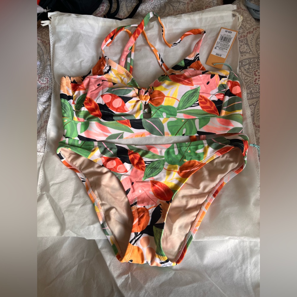 Colorful Leaf Print Bikini Set